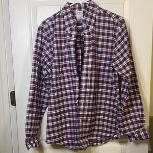Brooks Brothers Burgundy and White Plaid Shirt